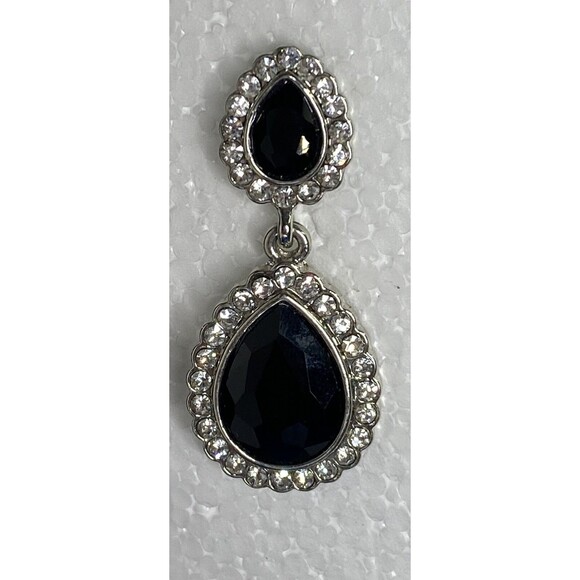 Crystal Rhinestone Cocktail Party Prom Pieced Wedding Earrings Teardrop Dangle - Picture 3 of 6